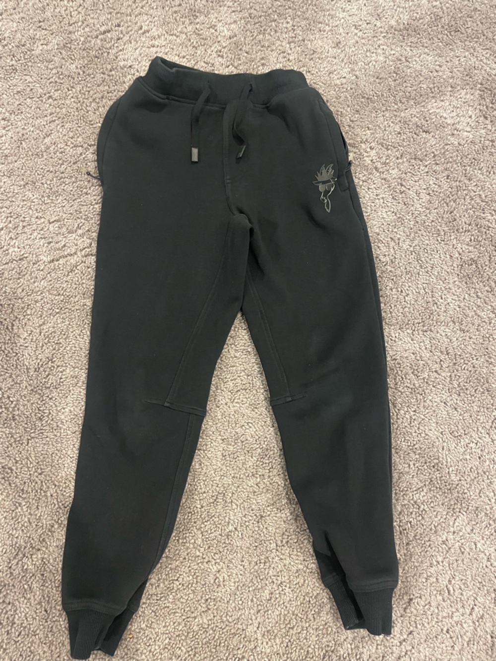 Kids Black Jogger Sweatpants with Drawstring Waist